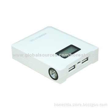 Dual USB Mobile Power Bank for iPad3 with LCD Power Indicator and LED Flashlight